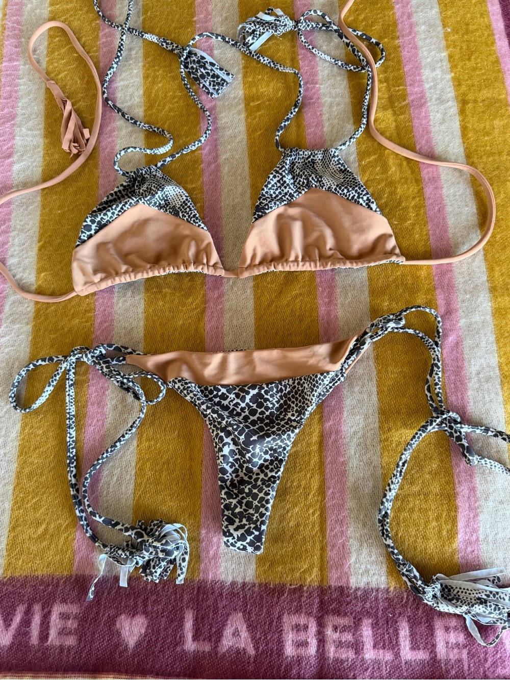 acacia swimwear Two-Tone Leopard Print & Peach Bikini